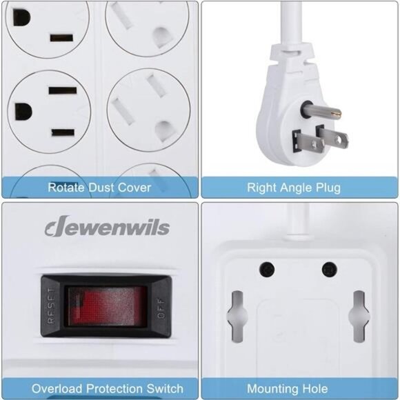 8-Outlet Programmable Power Strip with Timer (4 Timed/ 4 Always On), 6ft - Picture 2 of 6